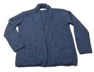 Peruvian Link Alpaca Cardigan Sweater Womens ONE SIZE Blue Long Sleeve Open
